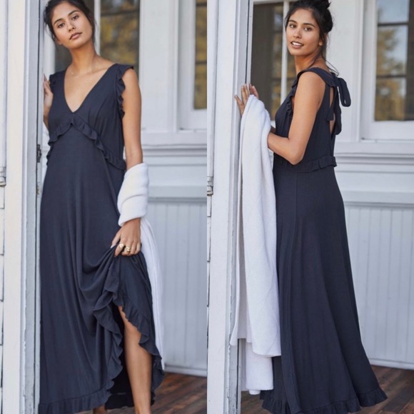 Anthropologie Dresses & Skirts - Anthropologie V Neck Maxi Black Dress XL